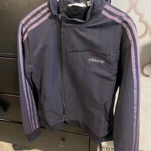 Adidas Kids' Jacket in Black with Purple Stripes